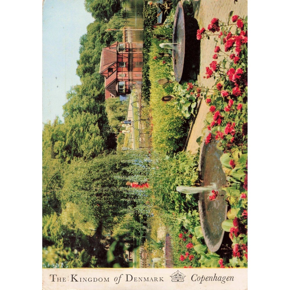 Vintage 1968 Copenhagen Denmark Tivoli Gardens Ferry Inn Postcard Postmarked - Picture 1 of 2